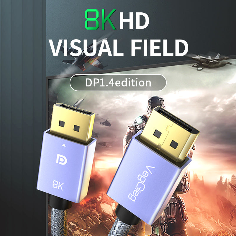 VegGieg 8K/60Hz 4K/165Hz 2K/240Hz M/M Metal DisplayPort 1.4 Cable