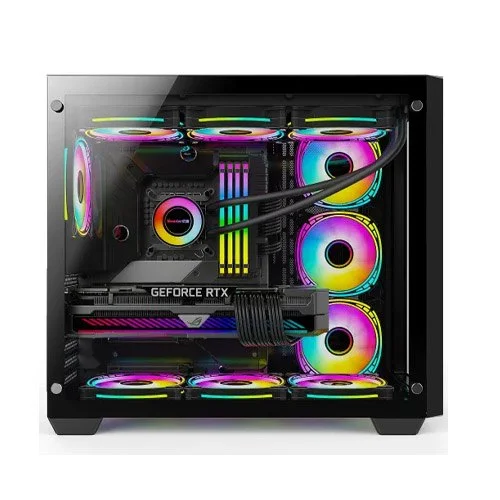 صندوق الحاسوب هنتكي إس 970 ستورم ماكس كرايو إيديشن، مع سبع مراوح، أسود