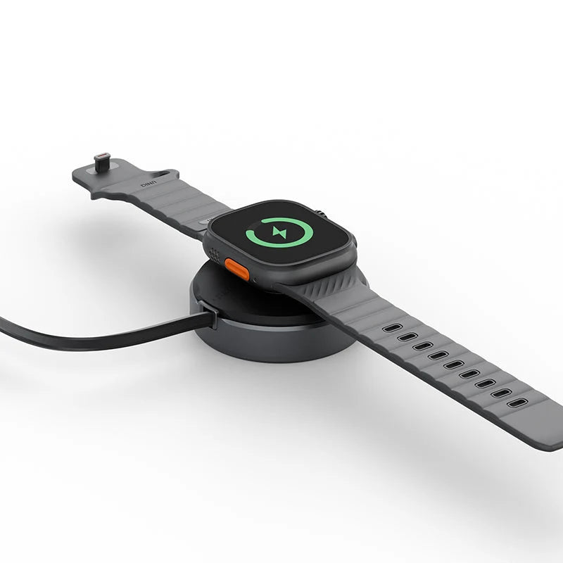 Energea MAGDUO ARC, 2IN1 PHONE AND APPLE WATCH CHARGER WITH RETRACTABLE CABLE- GUN