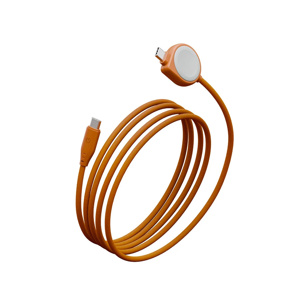 Energea FLOW DUO WATCH, 2-IN-1 C TO C + WATCH CABLE, 480MBPS, 60W, 1.5M -ORANGE