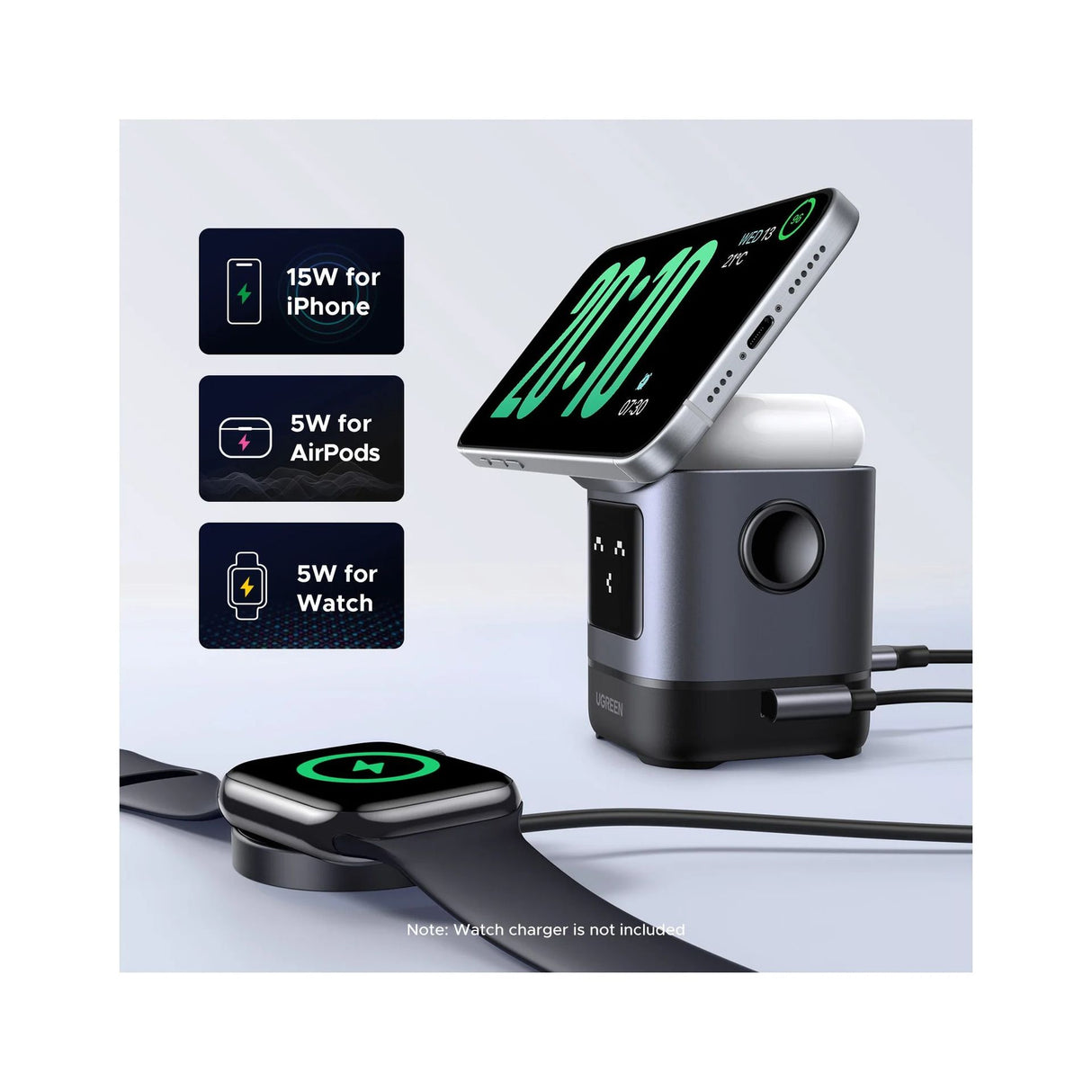 UGREEN 2-in-1 Magnetic Wireless Charger 20w W709-45775