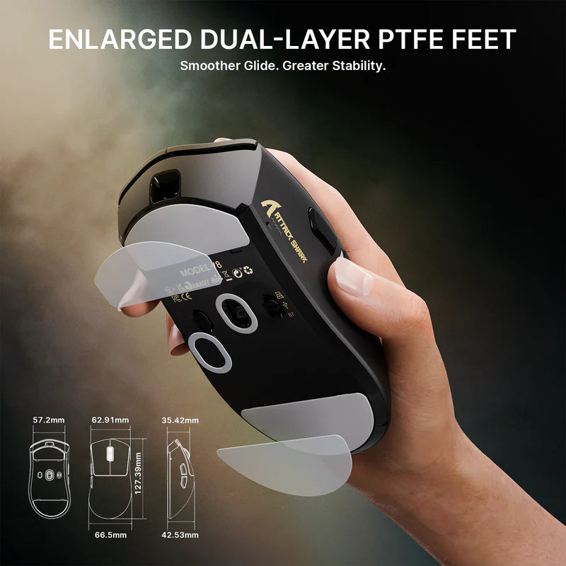 ATTACK SHARK V8 Ultra-Light Ergonomic Right-handed Ergonomic Wireless Gaming Mouse up to 42000 DPI - Black