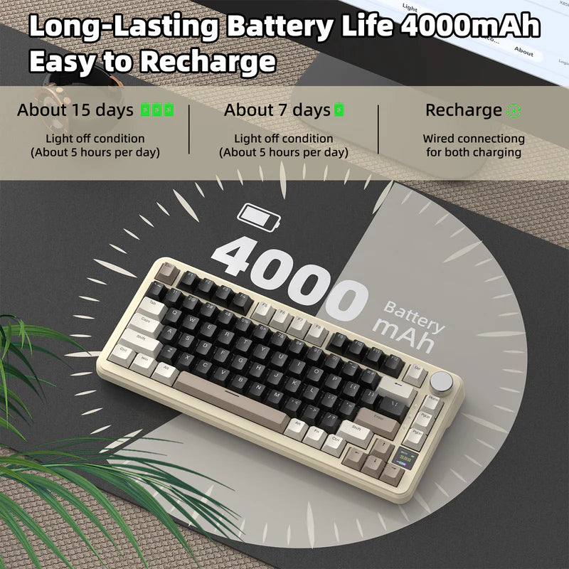 لوحة مفاتيح ميكانيكية ATTACK SHARK X85PRO بنظام Tri-mode مع هيكل Gasket - 75%