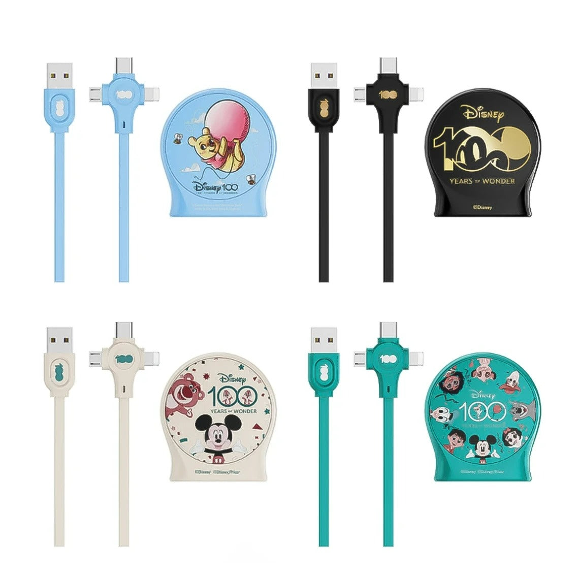 Disney QS-C01 100th anniversary one-to-three telescopic Charging cable