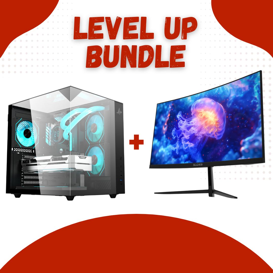 PC Bundle: Gaming pc i5-12400F,RTX 5060 8GB, 16GB RAM with Sades NC-Pelagia 24"/FHD/200Hz/0.5ms/HDMI 2.1/VA/Curved Gaming Monitor - Black