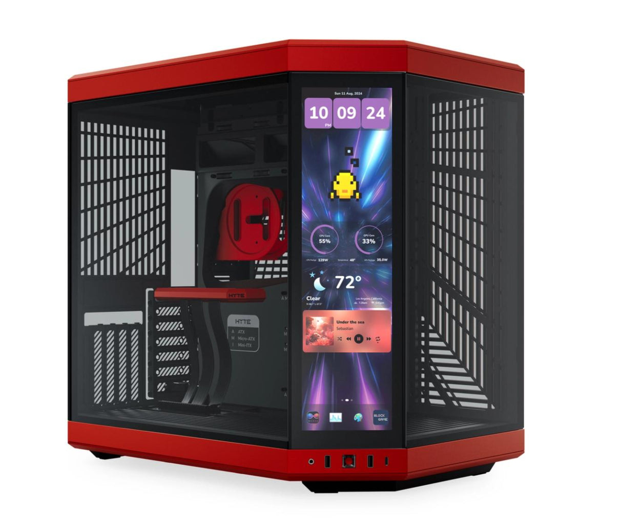 HYTE Y70 TOUCH INFINITE 14.5 Inch Integrated IPS Touchscreen ATX Case - Black Cherry