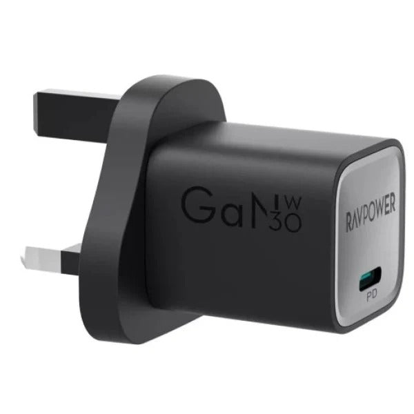راف باور RP-PC1056 ميني شاحن USB-C GaN بقوة 30 واط أسود — RP-PC1056B