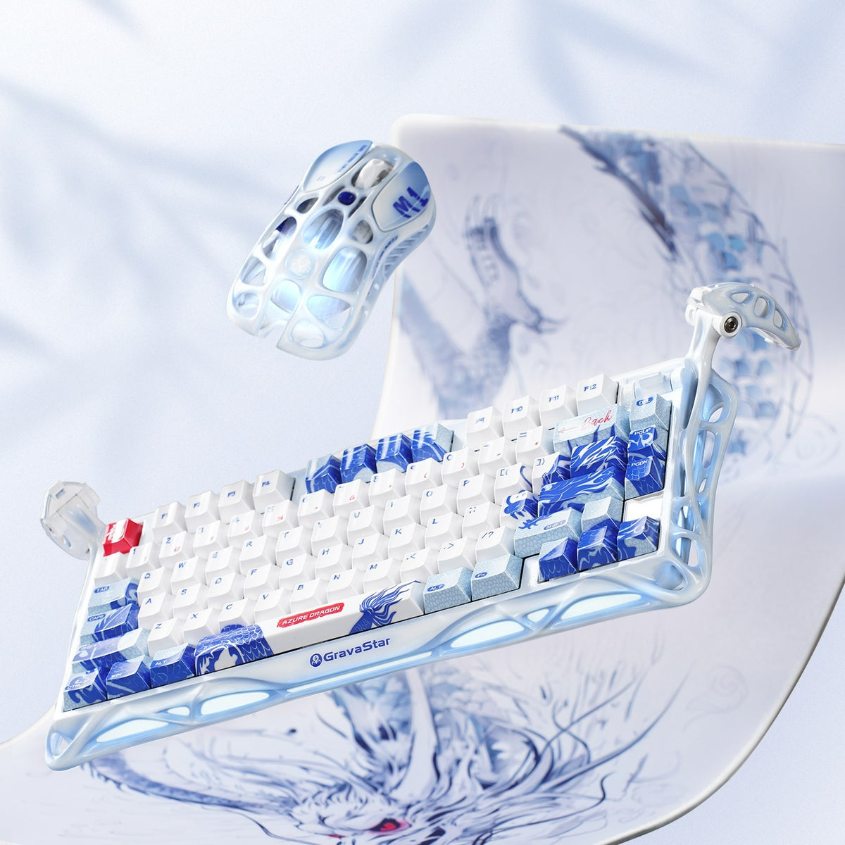 GravaStar Combo Mercury K1 Pro 75% Wireless Mechanical Gaming Keyboard With M1 Wireless Mouse & Mousepad Special Edition - Blue Gragon