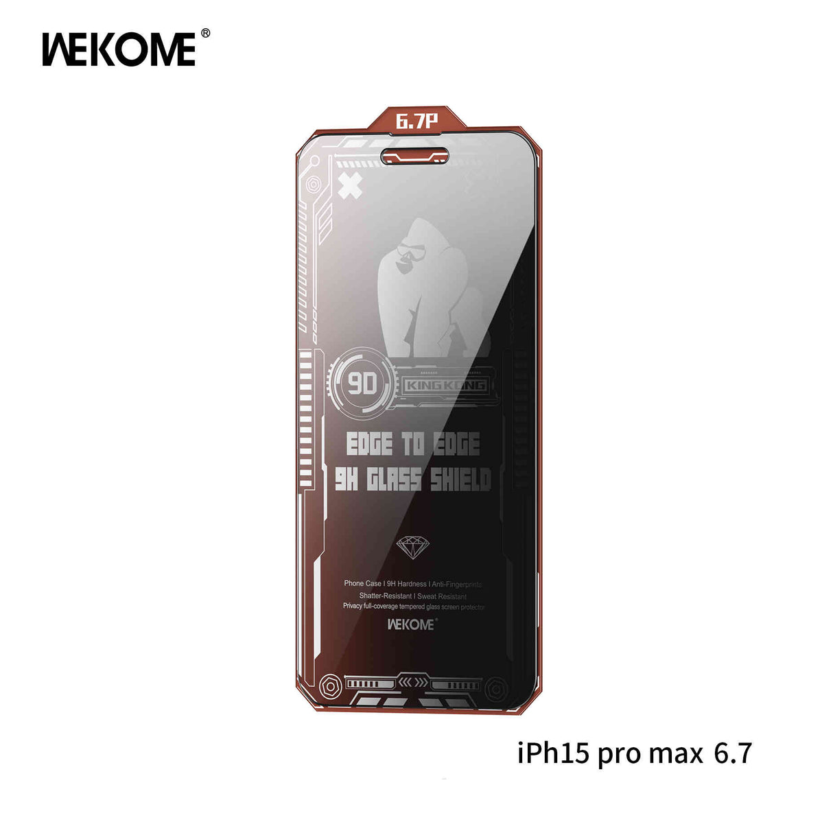 WEKOME WTP-082 Vacha Champion Series Kingkong Screen Protector (PRIVACY) - Black for Iphone 15 Pro Max