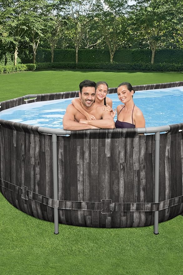 BESTWAY 7.32M X 3.66M X 1.22M OVAL POOL SET (Contents:One Pool, Filter Pump(220-240V), Ladder,Cover, ChemConnect Dispenser, Compatible with Cartridge 58095(IV)220-240V) 5611T (Installation Not Included)