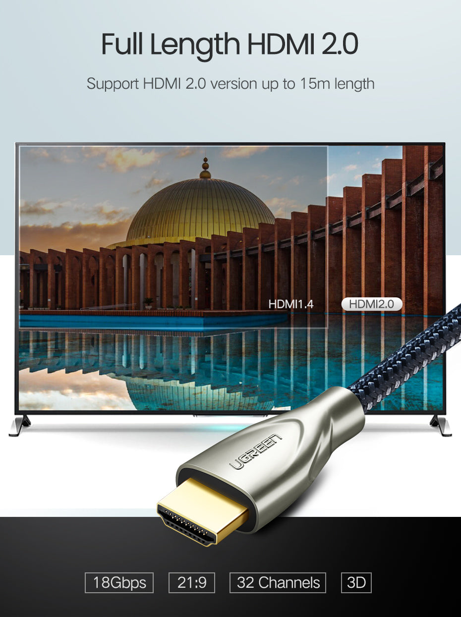 UGREEN HDMI Carbon Fiber Zinc Alloy Cable 3m (Gray) 50109-HD131