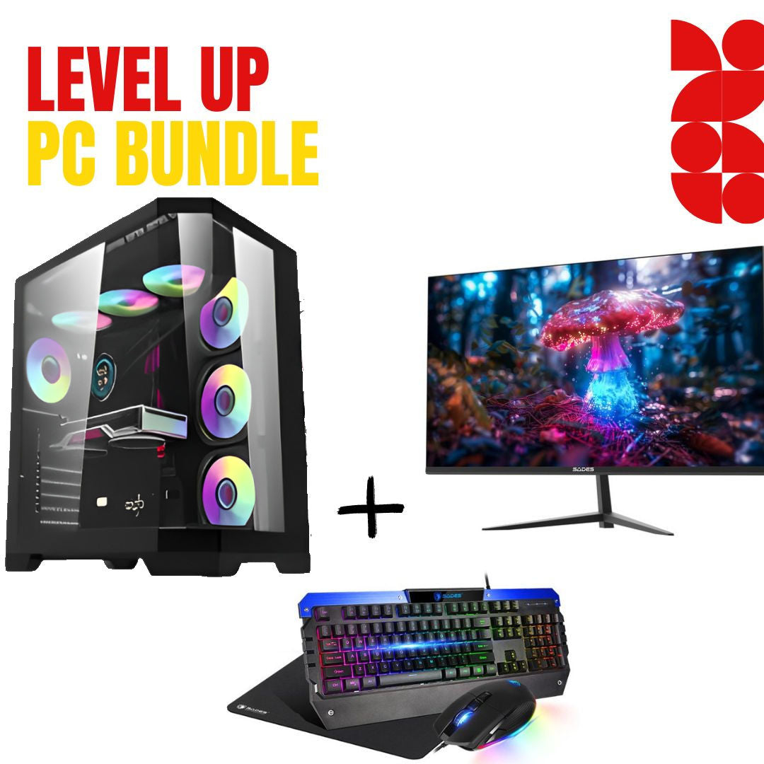 PC Bundle: PC Gaming i5-12400F/RTX 3050/16GB DDR4/1TB with Sades Russula /24" FHD/ HDMI 2.1/ 1ms/120Hz/IPS/Flat Monitor & Sades Battle Ram Keyboard/Mouse/Mousepad