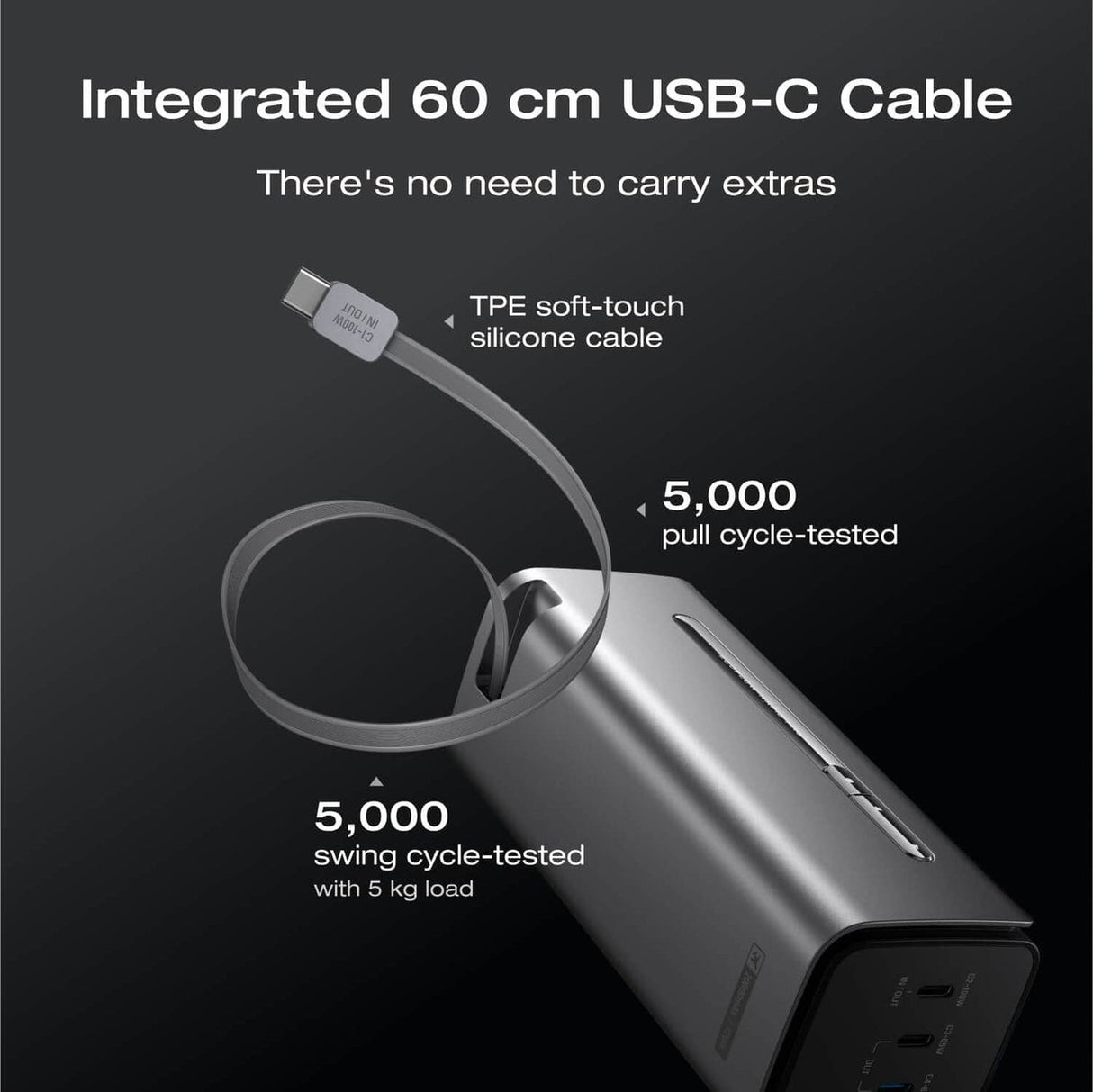 باور بانك إيكوفلو رابيد برو (20,000 مللي أمبير، 230 واط، كابل مدمج 100 واط) – فضي