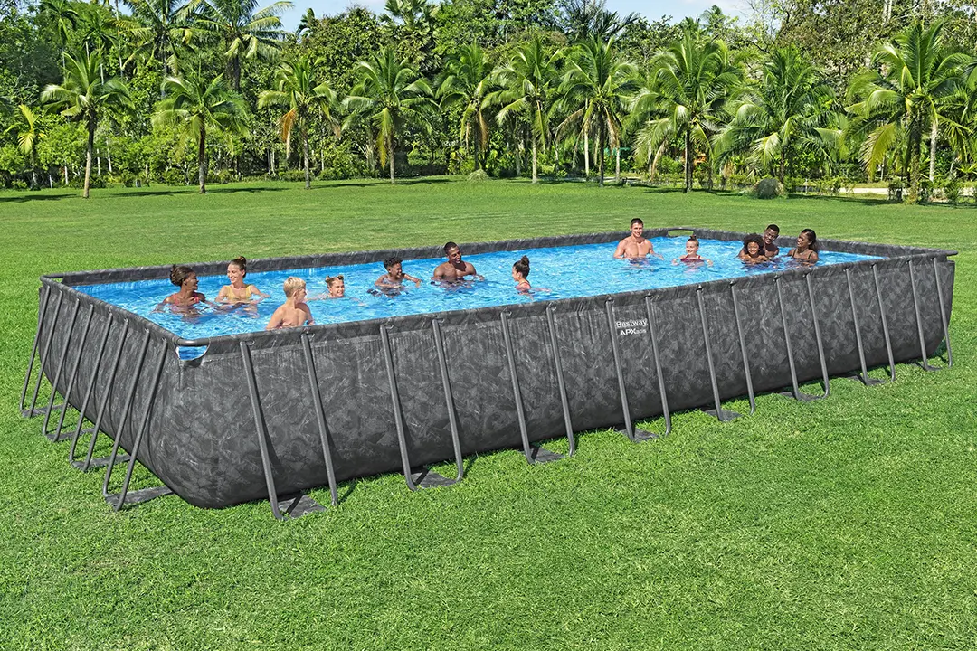 BESTWAY 9.56m x 4.88m x 1.32m Rectangular Pool Set (Pool, Sand Filter Pump (220-240V), Ladder, Cover, Polysphere, Pool Filtration Balls.) 561KJ (Installation Not Included)