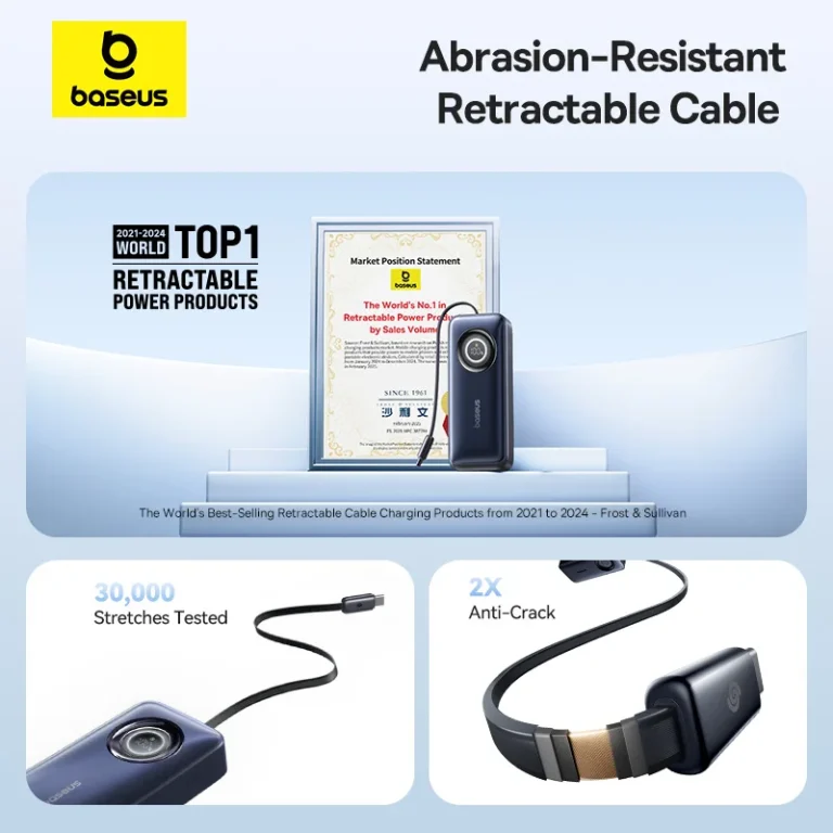 Baseus EnerCore CR11 Power Bank with Retractable Cable 20000mAh 67W - Cosmic Black