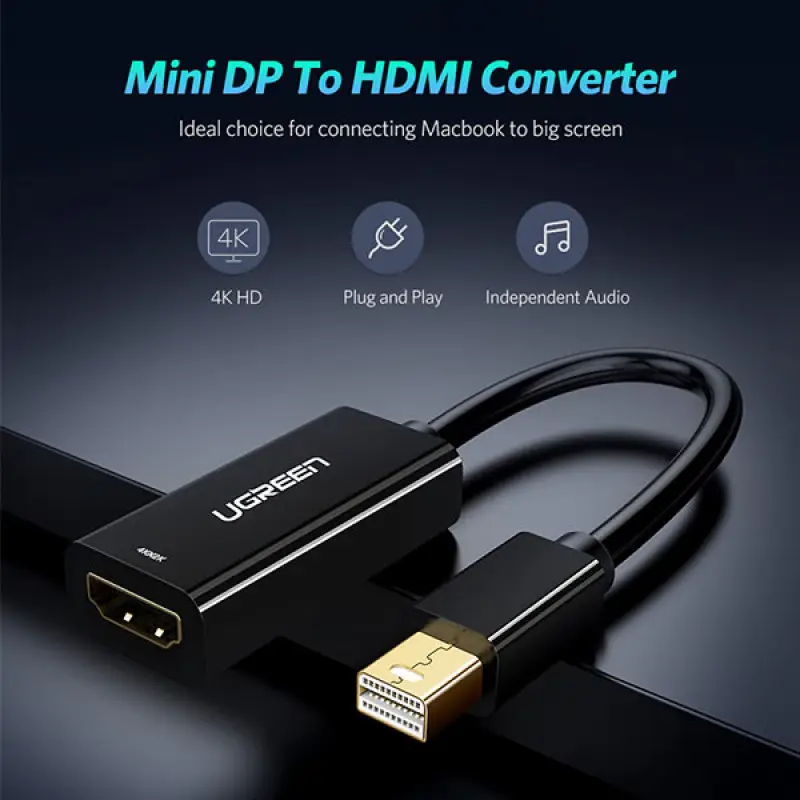 UGREEN Mini DP to HDMI Converter 4K (Black) 40360-MD112