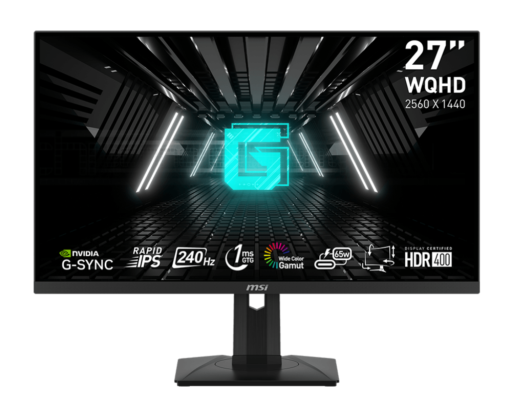 MSI G274QPX 27" WQHD (2560 x 1440), 240Hz Refresh Rate, 1ms Response time, G-sync compatible, IPS Flat Gaming Monitor - Black