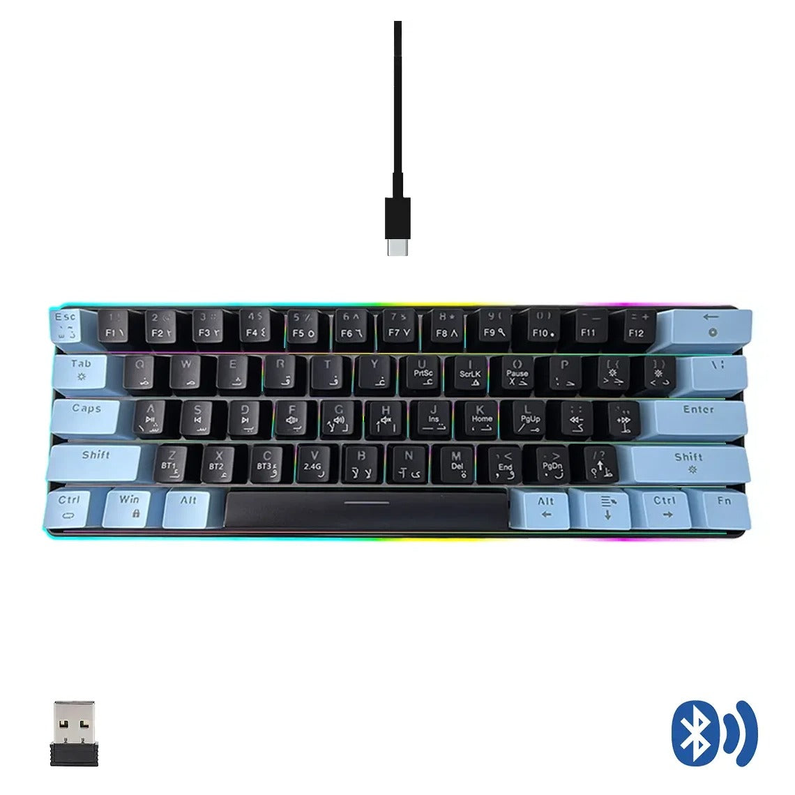 SKYLiON RGB Wireless Mechanical Keyboard (61-Key)Balck & Blue
