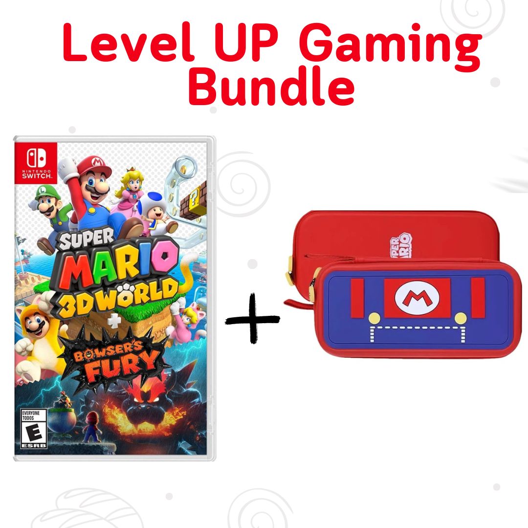 Gaming Bundle:Super Mario 3D World + Bowsers Fury For Nintendo Switch With Mario Nintendo Switch Protective Bag