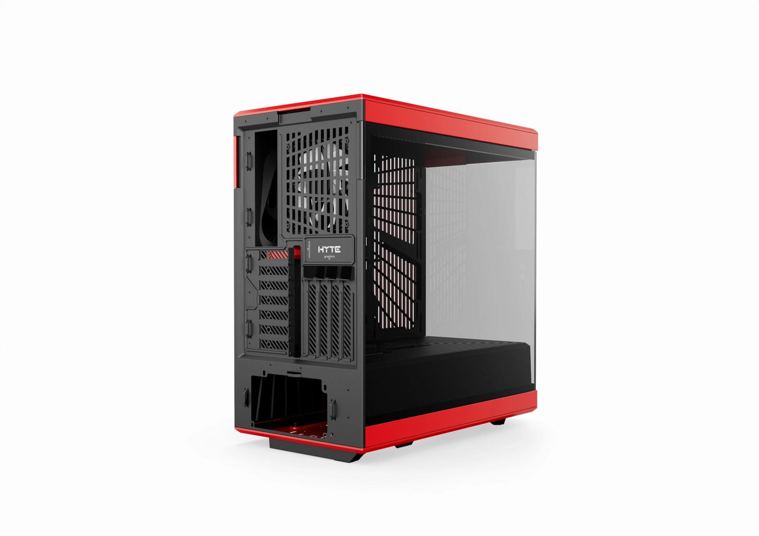 HYTE Y40 Panoramic Tempered Glass With Two 120mm fans, PCI-E 4.0 Vertical Mount included ATX Mid Tower Case - Black Cherry