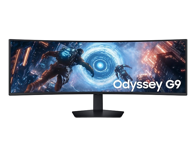 Samsung Odyssey G9 model G91F LS49FG910EMXUE, 49" Dual QHD 5,120 x 1,440, 144Hz Refresh rate, 1ms Response time, HDMI 2.1, FreeSync Premium Pro Compatible Curved Gaming Monitor