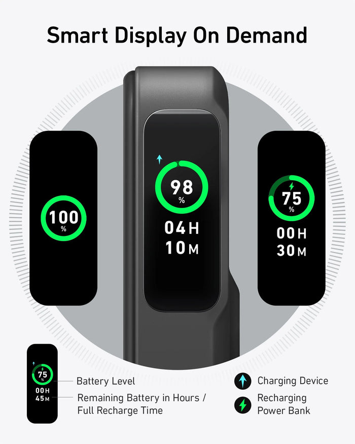 Anker MagGo Power Bank (10K) 15W Ultra-Fast Magnetic Charging with Smart Display - Black A1654H11