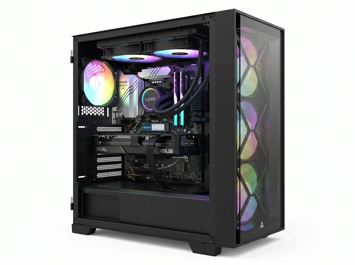 Custom Gaming PC Bundle Ryzen 7 7800X3D, RTX 5060 Ti 16GB, 16GB DDR5 6000MHz, 1TB NVMe, With Sades 24.5'' 2K QHD Monitor, Gamax Gaming Chair, Gamax D2501 Gaming Table & Sades Gaming Combo