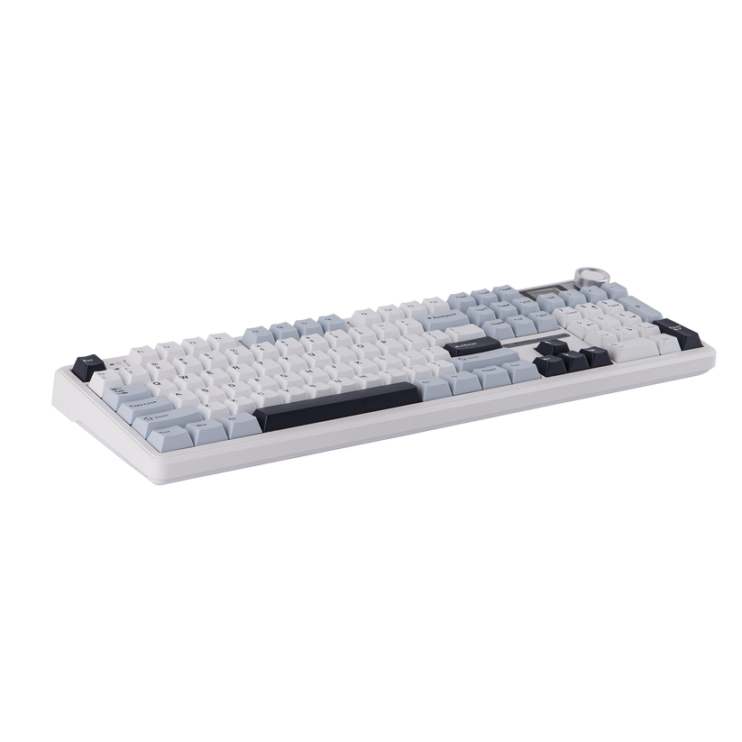 AULA F108 PRO 100% full Size with 108 Hot-Swappable Keys Wireless Gaming Keyboard with Screen , Knop & LEOBOG Nimbus Switch V3 - White Blue
