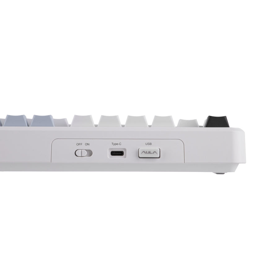 AULA F108 PRO 100% full Size with 108 Hot-Swappable Keys Wireless Gaming Keyboard with Screen , Knop & LEOBOG Nimbus Switch V3 - White Blue