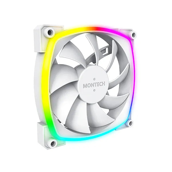 Montech AX120 PWM ARGB Case Fan, 120mm Fan Size, With 1600 RPM Fan Speed - White