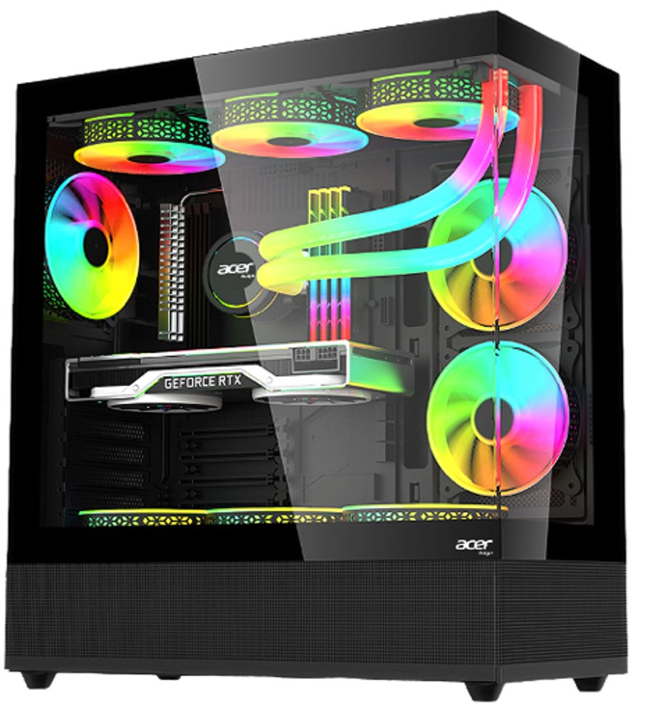 Acer Gadget Gaming PC Case ATX With Front Tempered Glass Model V930B Black