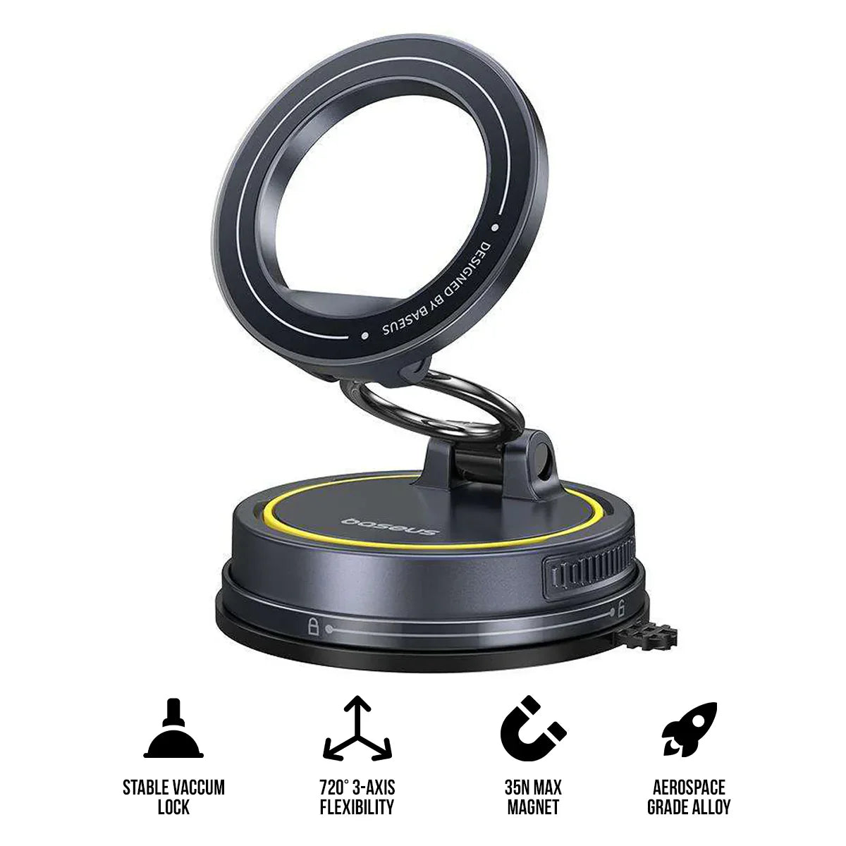 حامل سيارة مغناطيسي Baseus PrimeTrip VC2 Flex بإصدار قاعدة الشفط - Cosmic Black