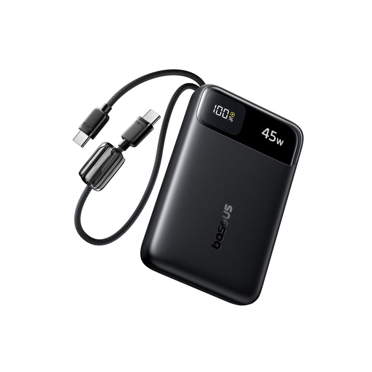 Baseus EnerFill FC31 Qpow3 Digital Display Power Bank with 2 Built-in USB-C Cables 10000mAh 45W - Cosmic Black