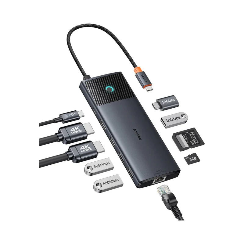 Baseus Metal Gleam II 10-in-1 USB HUB Dual Display - Cosmic Black
