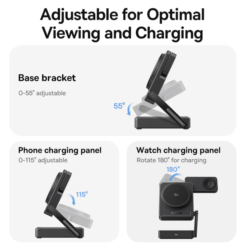Baseus PicoGo AF21 Portable 3-in-1 Qi2.2 Wireless Charger 35W - Cosmic Black