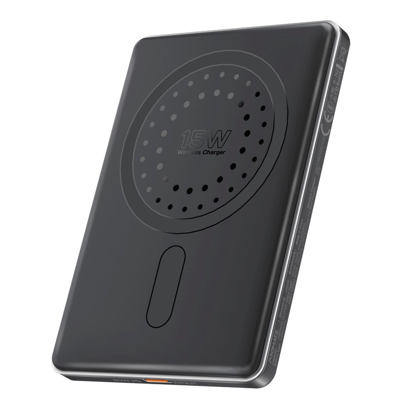 Promate 5000mAh Ultra-Slim Aluminum Crafted MagSafe Compatible Wireless Charging PowerBank