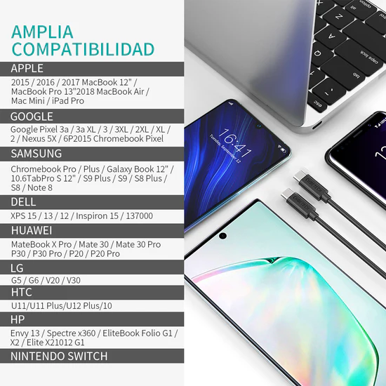 Choetech CC0004 3A USB-C to USB-C Cable 3m - Black