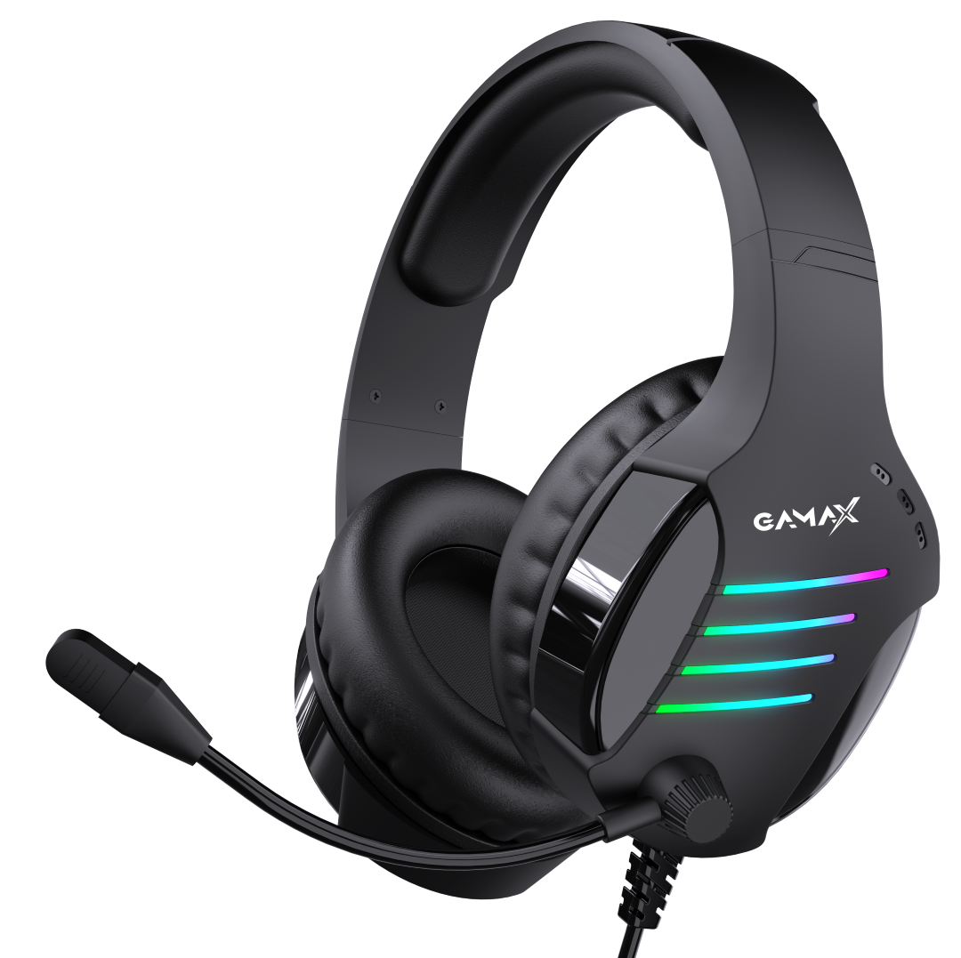 Gamax GM-204 4-in-1 Wired PC Accessory Set (AR Mechanical Keyboard, Mouse, Mousepad, Headset) - Black