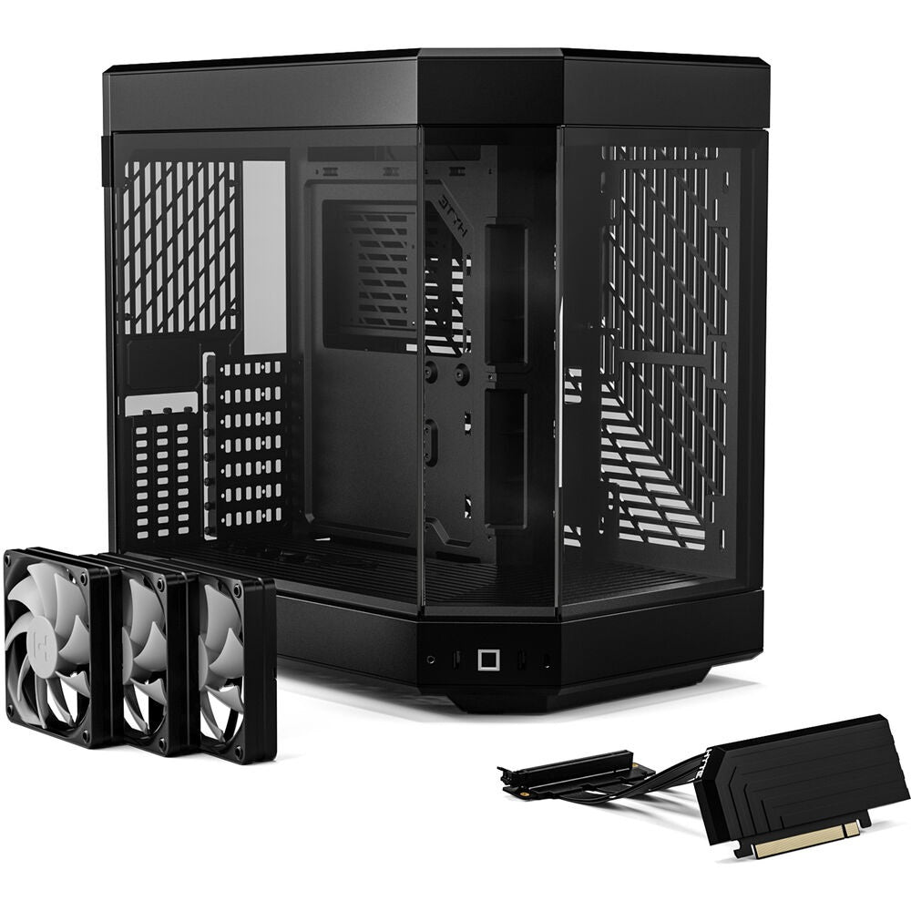 HYTE Y60 Dual Chamber panoramic Tempered Glass Mid-Tower ATX Case with 3 fans - Black