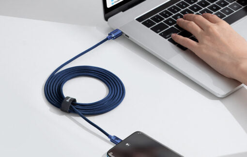 كابل Baseus Tungsten Gold للشحن السريع USB-C إلى USB-C بقدرة 100 واط وطول 2 متر - أزرق