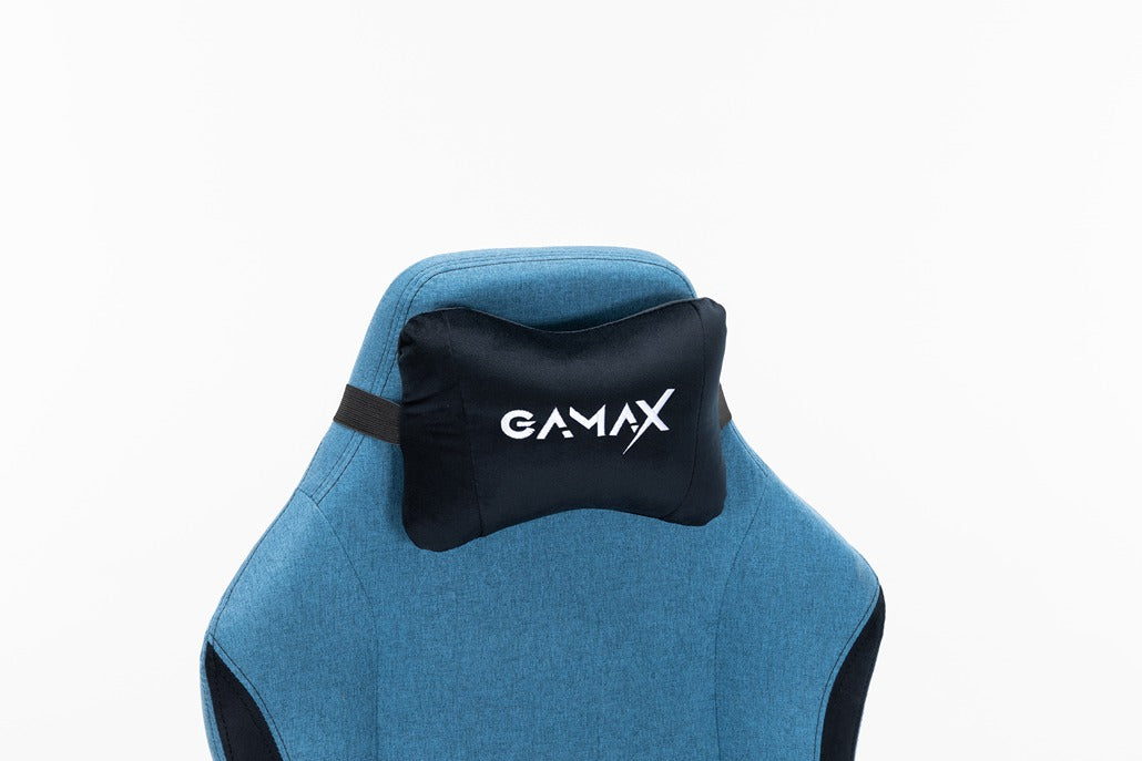 Gamax Ergonomic Adjustable Gaming Chair with Lumbar Support - Light Blue & Black ( Installation not included )