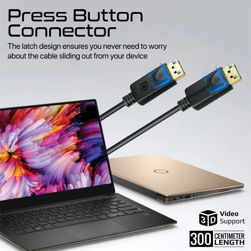كابل بروميت DisplayPort عالي الدقة بدقة 8K@60Hz بطول 3 متر