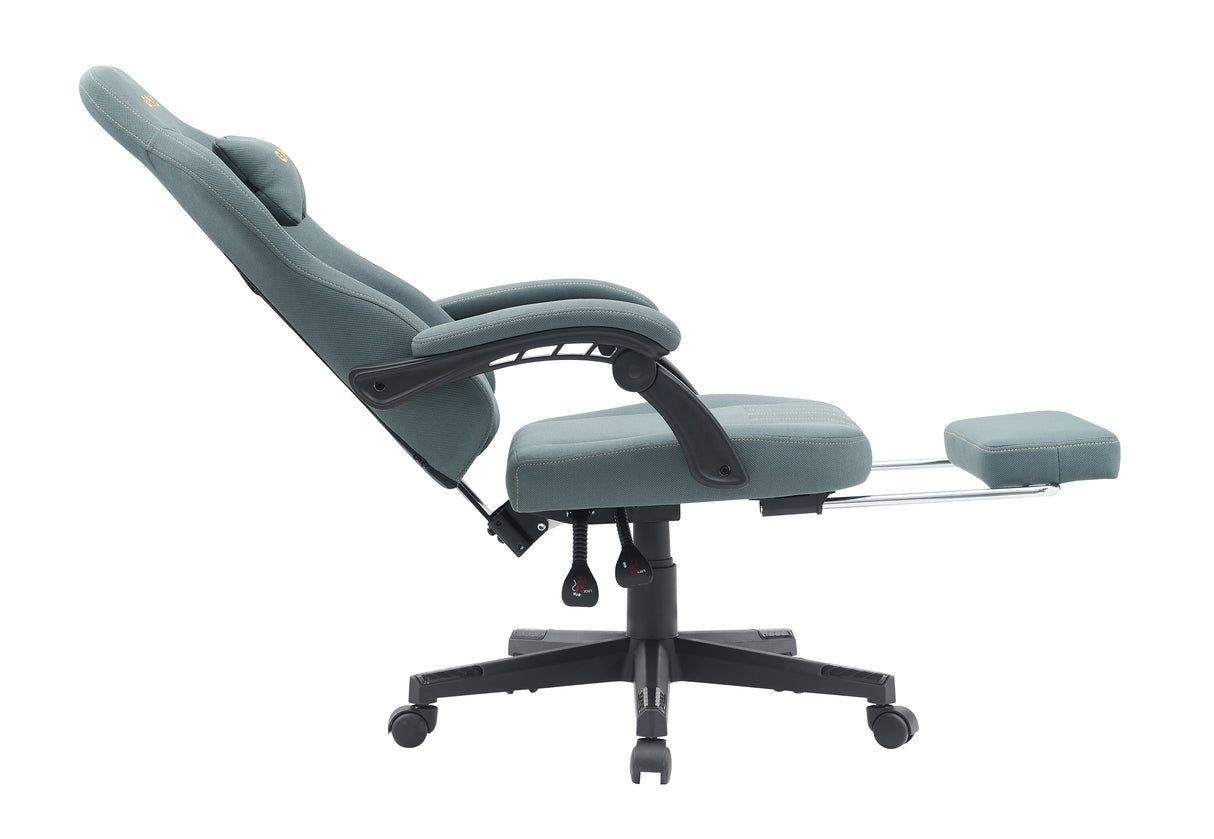 Gamax Model BS-6306 Adjustable Fabric Gaming Chair with Lumbar Support & Foot Rest - Grey ( Installation not included )