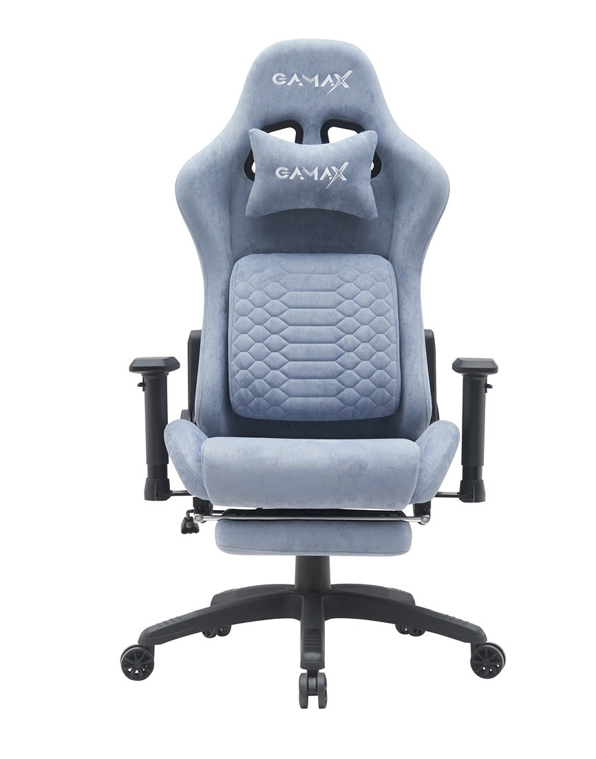 Gamax Gaiming Chair model BS-7966 with Foot Rest - Light Blue ( Installation not included )