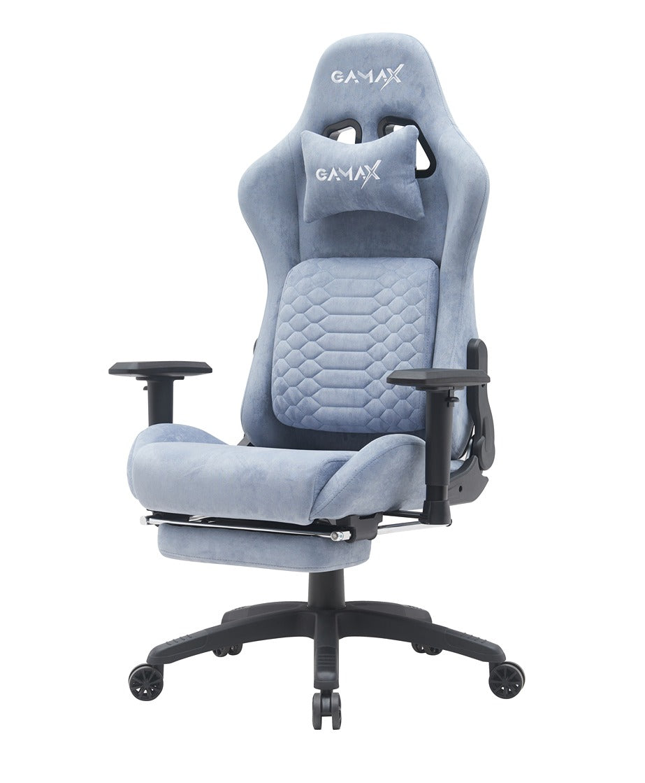 Gamax Gaiming Chair model BS-7966 with Foot Rest - Light Blue ( Installation not included )