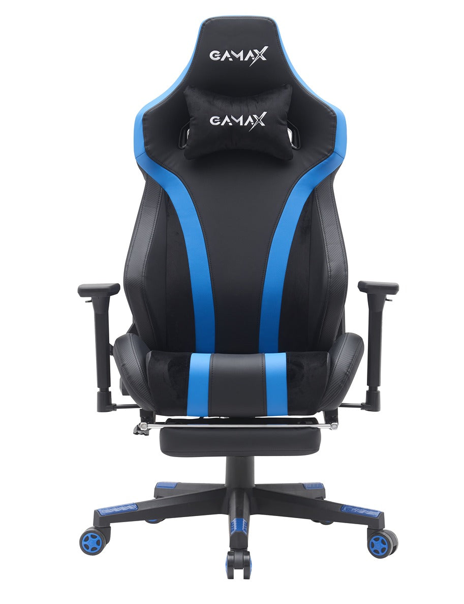 Gamax Gaming Chair model BS-7012 with Foot Rest - Black & Blue ( Installation not included )