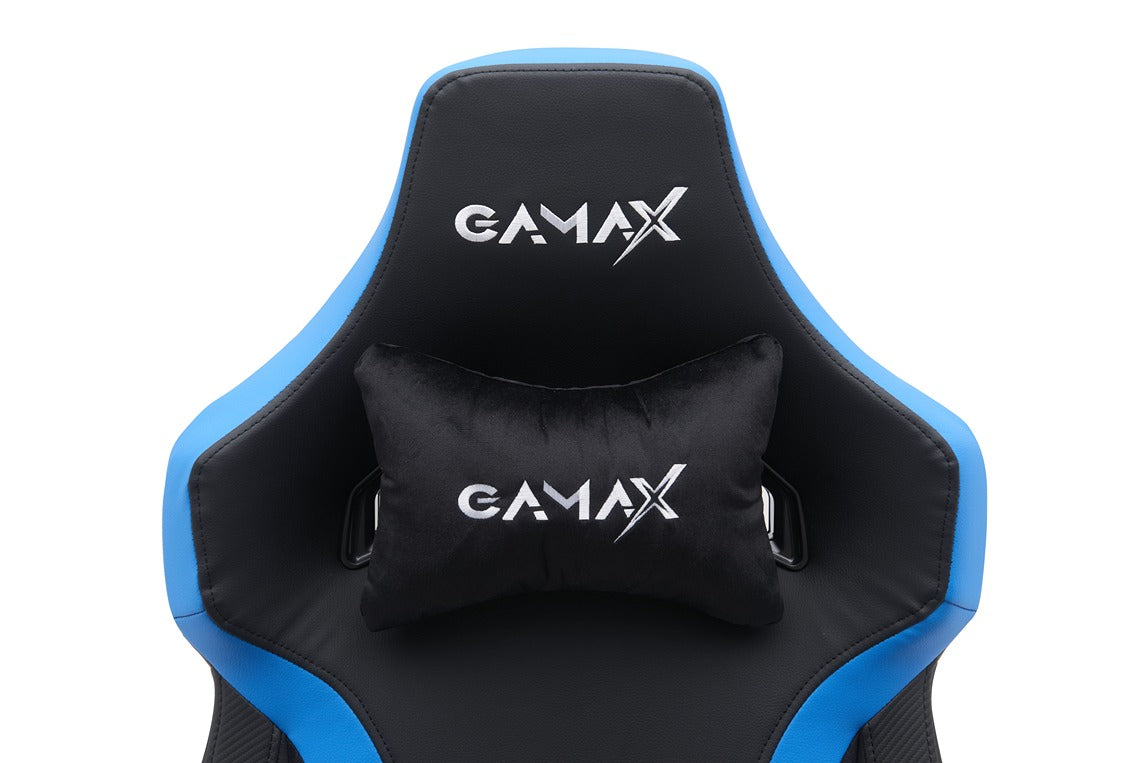Gamax Gaming Chair model BS-7012 with Foot Rest - Black & Blue ( Installation not included )