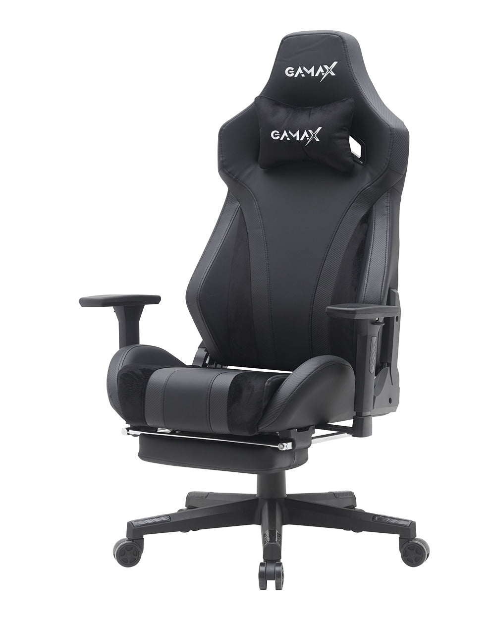 Gamax Gaming Chair model BS-7012 with Foot Rest - Black ( Installation not included )
