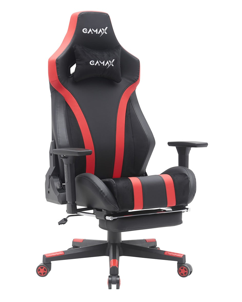 Gamax Gaming Chair model BS-7012 with Foot Rest - Black & Red ( Installation not included )