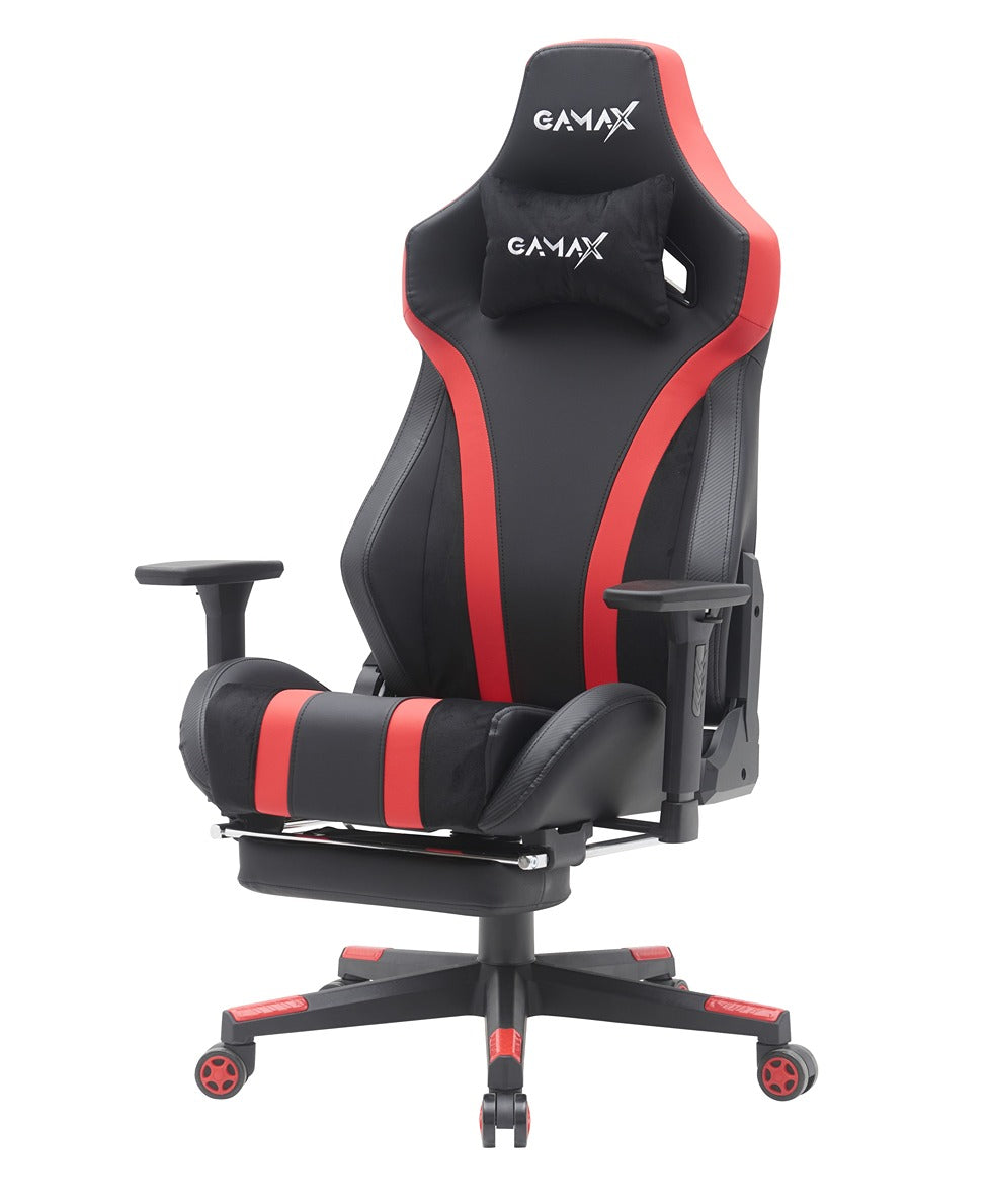 Gamax Gaming Chair model BS-7012 with Foot Rest - Black & Red ( Installation not included )